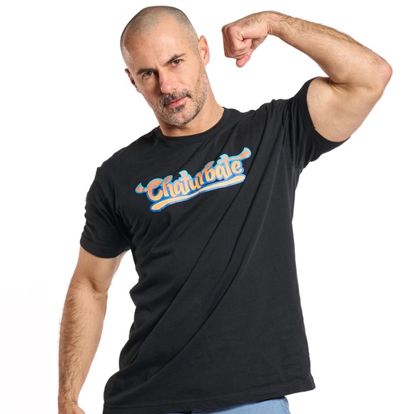 Chaturbate Logo Mens Black Short Sleeve T-Shirt Medium - Picture 1 of 5
